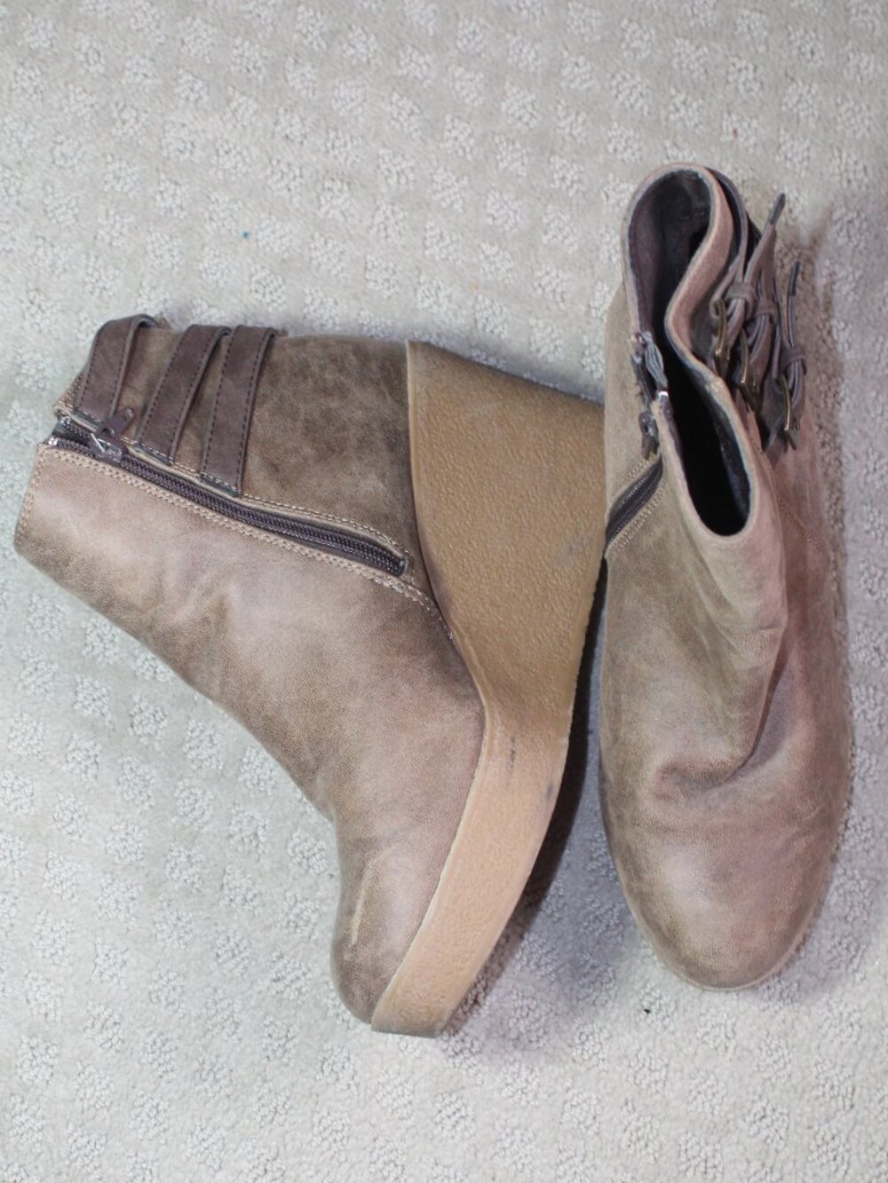 Bongo Paulina Size 10 Brown Platform Wedge Heel Round Toe Booties